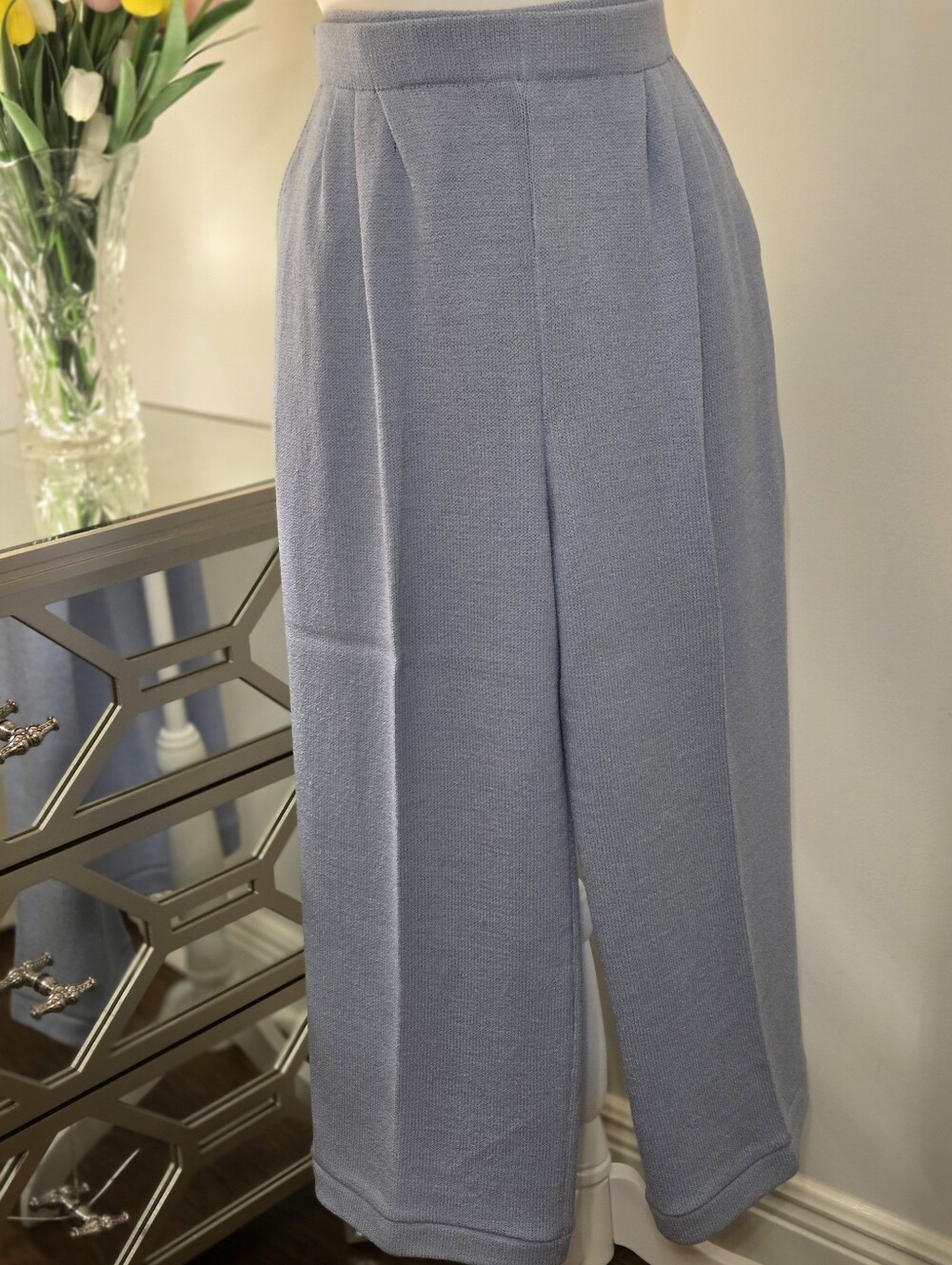 St. John Powder Blue Knit Capri Pants